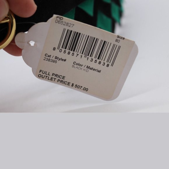 Salvatore Ferragamo BLACK/GREEN KID Leather Belt Size 80 main image 7